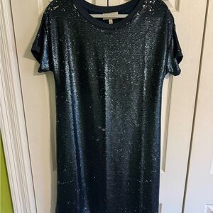 Moulinette Soeurs Shimmering Navy Sequin Midi Dress